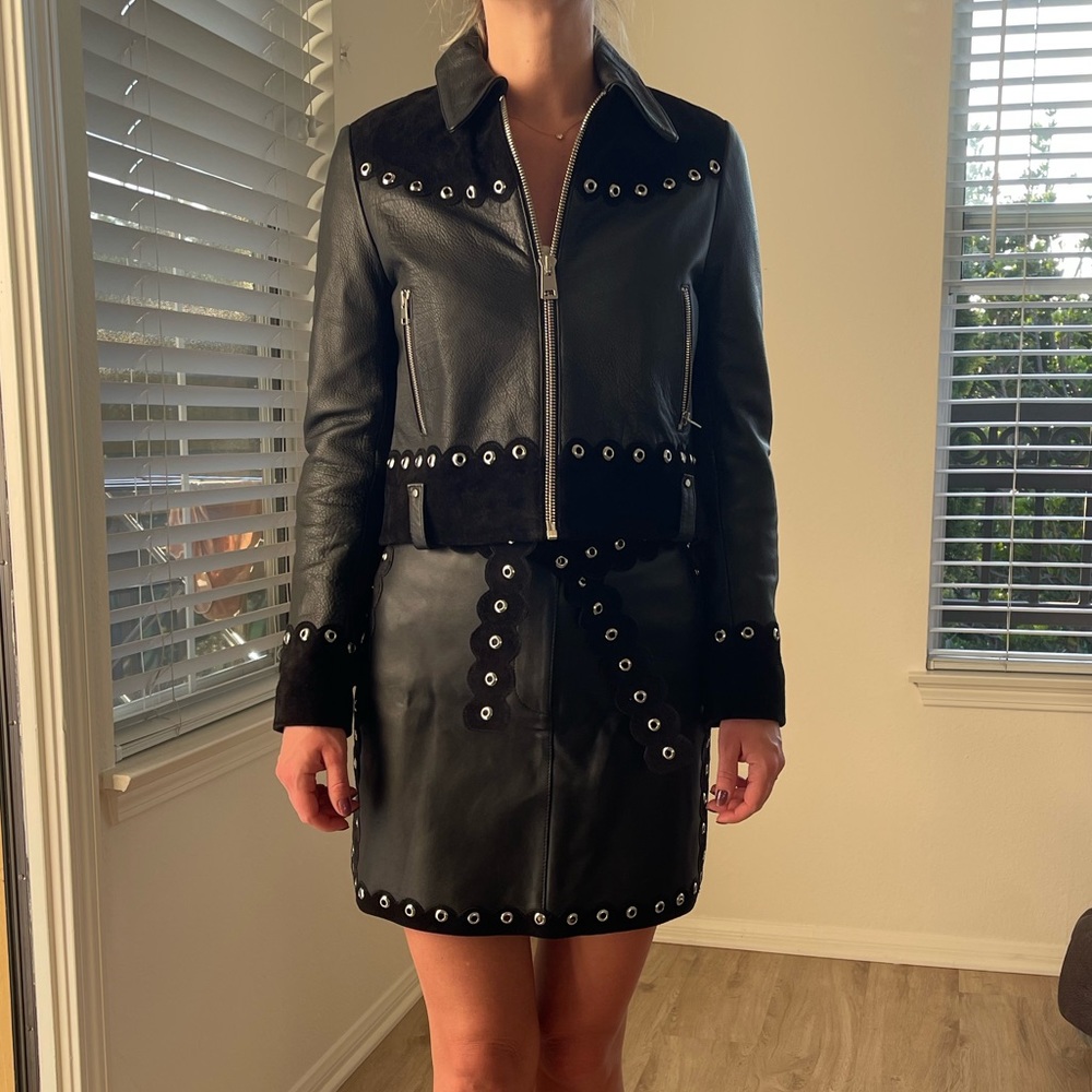 Maje Leather Jacket and skirt Size 36 - Picture 2 of 9